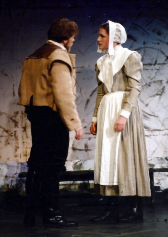 Select this image to see a larger version. Act One: John Proctor (David Worley) with Abigail Williams (Catherine Lambert)