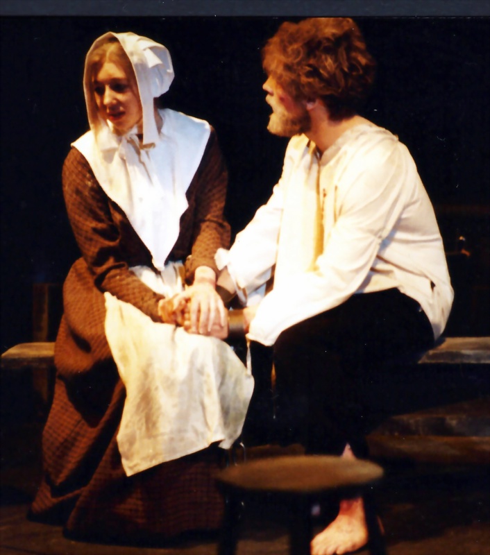 Select this image to see a larger version. Elizabeth Proctor (Carla Quelch) and her husband John Proctor (David Worley) say their farewells.