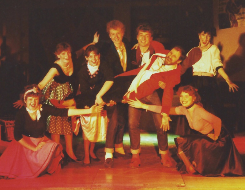 Select this image to see a larger version. Mr Popovitch (Philip Sheahan) is given a 'lift' by the younger members of the cast in 'I Remember Rock'