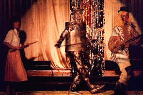 Dorothy (Lisa Gater ) with Tinman (Mark Oldknow) and Scarecrow (Mike Wicherek) ... 