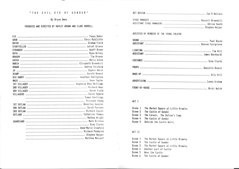 Programme cast listing