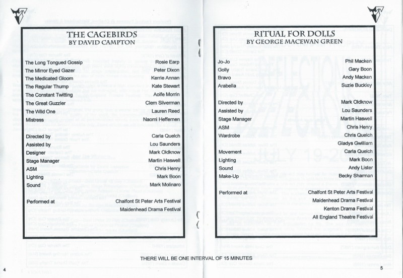 Select this image to see a larger version. Cast listings from the centre of the Festival Gala's programme