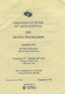 Cover of  Chalfont St Peter Arts Festival drama programme Select this image to see a larger version. 