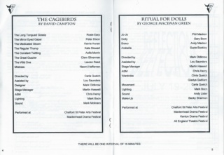 Cast listings from the centre of the Festival Gala's programme Select this image to see a larger version. 