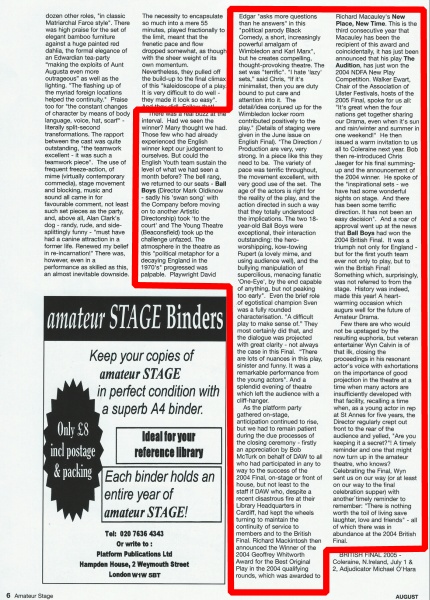 Amateur Stage - August 2004 - British report