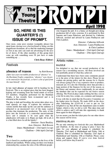 Select this image to see a larger version. Prompt newsletter. April 1998